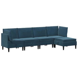 vidaXL Juego De Muebles De Sal&oacute;n Con Coj&iacute;n 5 Pcs Azul Terciopelo Vidaxl