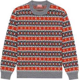 Kenzo Regular Jacquard Sweatshirt - Heren - Ronde hals truien - Rood - S - Wol - Truien & Vesten