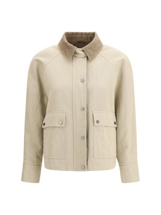 Brunello Cucinelli Womens Jacket Cotton-Linen Canvas Beige