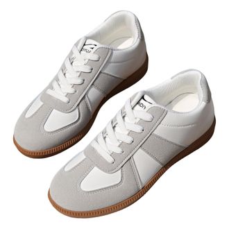 Generic Womens Casual Tennis Shoes Suede Patchwork Retro Sneakers Classic Low Top Lightweight Running Trainers Vintage Leather Walking Shoes for Women Non-Sli