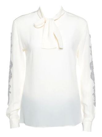 Dolce & Gabbana bow-detail lace blouse - Neutrals
