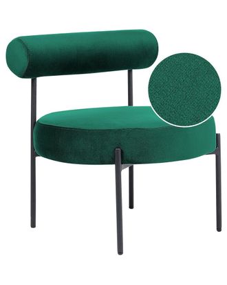 Beliani Sill&oacute;n terciopelo verde esmeralda