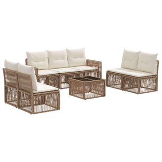 vidaXL Conjunto De Sof&aacute;s De Jard&iacute;n 8 Pcs Beige Y Blanco Crema Vidaxl