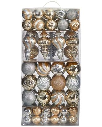 Nearly Natural Holiday Deluxe Shatterproof 81-Count Christmas Tree Ornaments