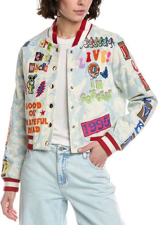 Alice & Olivia Alice + Olivia X Grateful Dead Keri Denim Varsity Jacket
