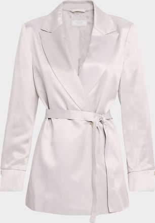 PESERICO Belted Satin Blazer
