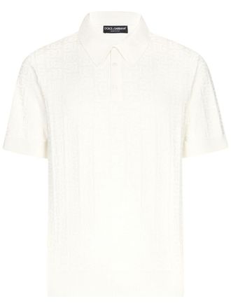 Dolce & Gabbana monogram-jacquard silk polo shirt - men - Silk - 52 - White