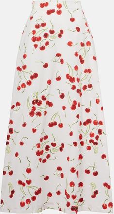 Adriana Degreas Gonna lunga in cotone a vita alta con stampa floreale