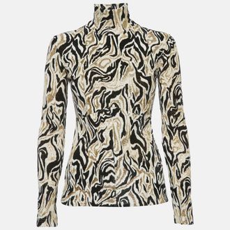 Paco Rabanne White/black Lurex Velvet High Neck Top
