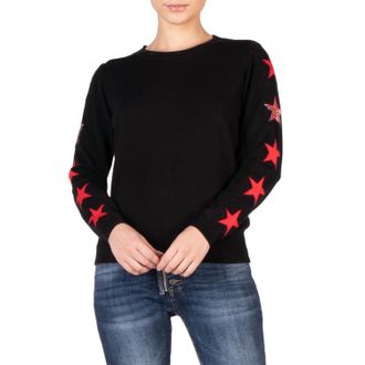 Elan Star Sleeve Sweater In Black/red