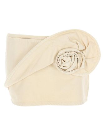 Magda Butrym Neutral Rolled Fabric Fitted Miniskirt