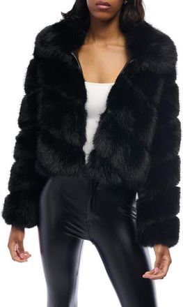 Azalea Wang Faux Fur Jacket in Black at Nordstrom, Size Large