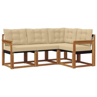 vidaXL Conjunto De Sof&aacute;s De Exterior Con Coj&iacute;n 4 Pcs Natural Y Beige Vidaxl