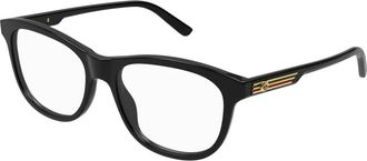 Gucci Rechthoekig Brillenmontuur - Heren - Brillen - Zwart - 55 MM - Leer - Accessoires