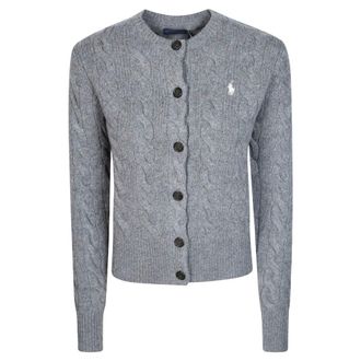 Polo Ralph Lauren Truien & Vesten, Dames, Grijs, M, Wol, Kabelgebreide Wol-Kasjmier Vest