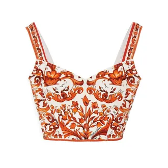 Dolce & Gabbana Charmeuse top with Maiolica print Woman 40