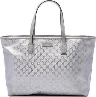 Gucci Pre-owned Canvas Tote Bag - Dames - Vintage Shopper - Grijs - ONE Size - Leer - Vintage