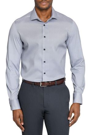 W.R.K Slim Fit Stripe Duo Reworked Cotton Dress Shirt in Black/White at Nordstrom, Size 16.5 - R