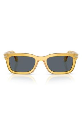 Persol 53mm Rectangular Sunglasses in Miele /Blue at Nordstrom