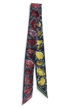 Valentino Garavani Apres LHiver Poppies Print Reversible Silk Skinny Scarf in Pink Multi at Nordstrom