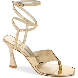 Stuart Weitzman Vinnie Wrap 85 Sandal in Platino Specchio at Nordstrom, Size 7.5