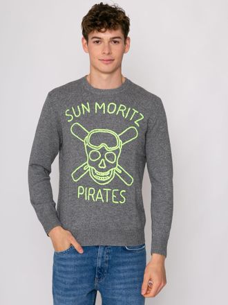 MC2 Saint Barth Grey Sweater Heorn With Sun Moritz Pirates Embroidery