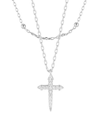 Glaze Jewelry Silver Cz Cross Necklace