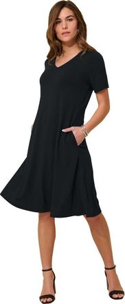 Roaman's Plus Size Stretch Knit Pocket Swing Dress in Black at Nordstrom, Size 28