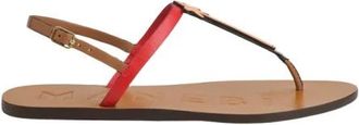 Maneb&igrave; Schoenen, Dames, Rood, 36 EU, Leer, Canyon Leren Teenslippers