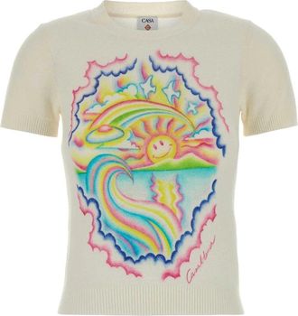 Casablanca Lereol T-Shirt - Dames - Ronde hals truien - Wit - XS - Katoen - Truien & Vesten