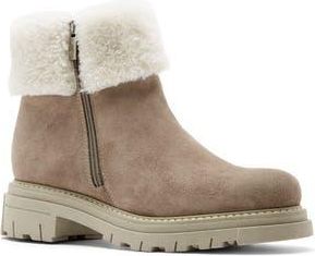 La Canadienne Dixie City Dry Genuine Shearling Trim Waterproof Boot in Caribou Suede at Nordstrom Rack, Size 6.5
