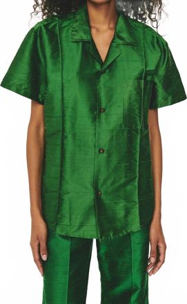Rosie Assoulin Cabana Silk Top In Emerald