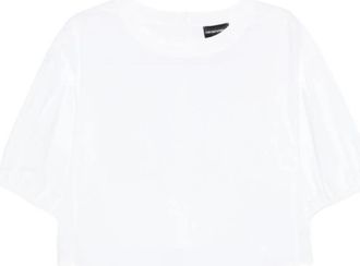 Emporio Armani Cropped Pofmouwmouwmouwmouw blouse - Dames - Blouses - Wit - M - Katoen - Overhemden