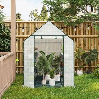 Woltu Invernadero Transparente De Jard&iacute;n Con 6 Niveles Para Plantas 143x73x195 Cm Invernadero Tipo Caseta De Jard&iacute;n Cultivos Flores Tomates Y Verduras - Wol