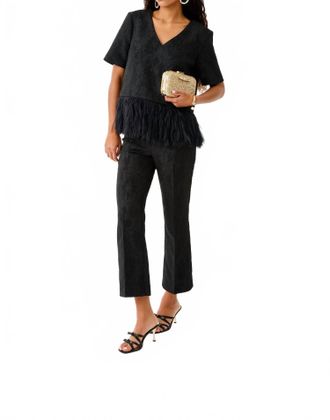 Lilly Pulitzer Jarrae Jacquard High Rise Crop Flare Pants In Noir Exploded Flower Stretch Jacquard
