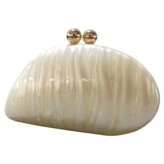 Generic Fiorky Acrylic She-ll Shaped Bag Evening Clutch Purse Elegant Glitter Handbag with Detachable Chain Seashe-ll Shape Shoulder Bag Stylish Crossbody Bag