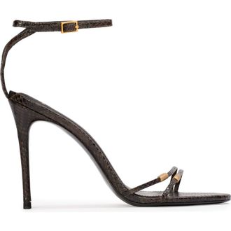 Black Suede Studio Britanny Strappy Snake Sandal in Brown Snake Leather at Nordstrom, Size 37.5 Eu