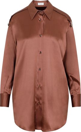 Brunello Cucinelli Brunello Cucinelli Womens Silk Shirt - Brown Elastane - Size X-Small