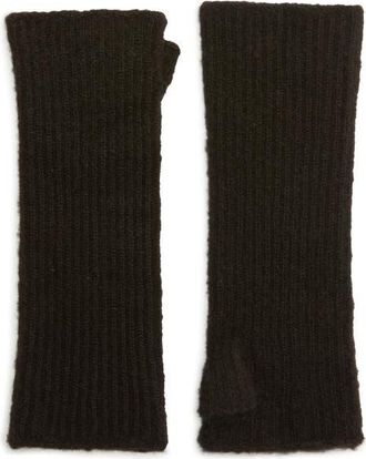 Open Edit Twisted Fingerless Rib Gloves in Black at Nordstrom