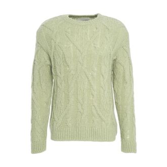 Closed Closed, Round-neck Knitwear, male, Green, Size: M Classic Cable Knit Sweater Green