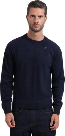 K-Way Fragan Sweater - Heren - Ronde hals truien - Blauw - 2XL - Wol - Truien & Vesten