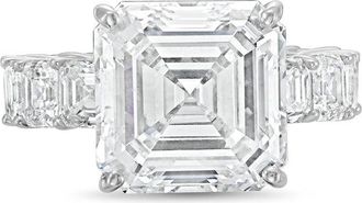 Diana M. Jewels Platinum Lab grown 12ct Asscher Cut Diamond Ring with Asscher Eternity Band