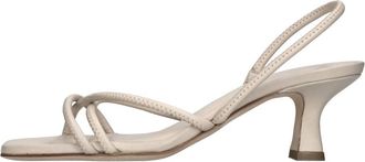 3Juin Sandalen met hoge hak - Dames - Sandalen met hakken - Beige - 36 EU - Leer - Schoenen