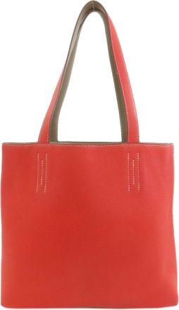 Herm&egrave;s Etoupe Gray Red Color Tote Bag (Pre-Owned)