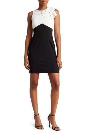 London Times Two-Tone Bow Sleeveless Dress in Black/White at Nordstrom Rack, Size 10