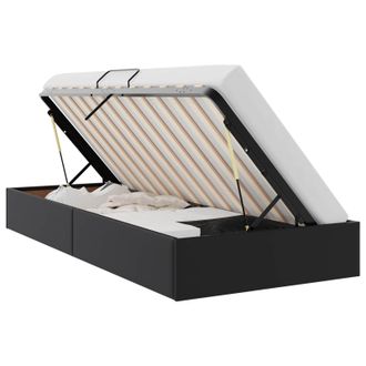 vidaXL Estructura De Cama Ottoman Negro 100 X 200 Cm Cuero Sint&eacute;tico Vidaxl