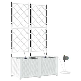 Berkfield Home Garden Planters with Water Irrigation System 2 pcs White