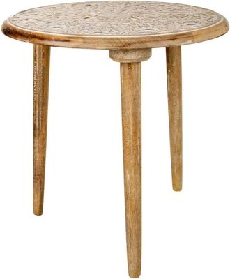Wanderlust Deco Mesa de centro de madera artesanal marrón 45x45x45