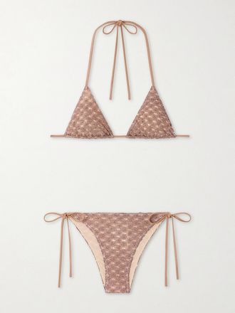 Missoni Bikini In Maglia Crochet Metallizzata - Marrone
