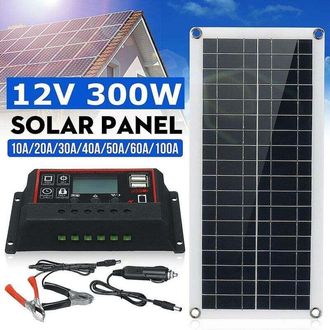 OEM Kit De Panel Solar De 300 W, Cargador De Bater&iacute;a De 12 V, Controlador De 40-100 A, Para Caravana, Barco Y Coche